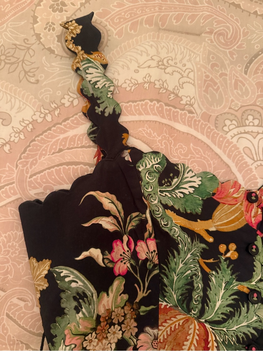 Hemant & Nandita x Revole Floral Black Sundress with Pink & Green Bloom Print - Picture 5 of 6